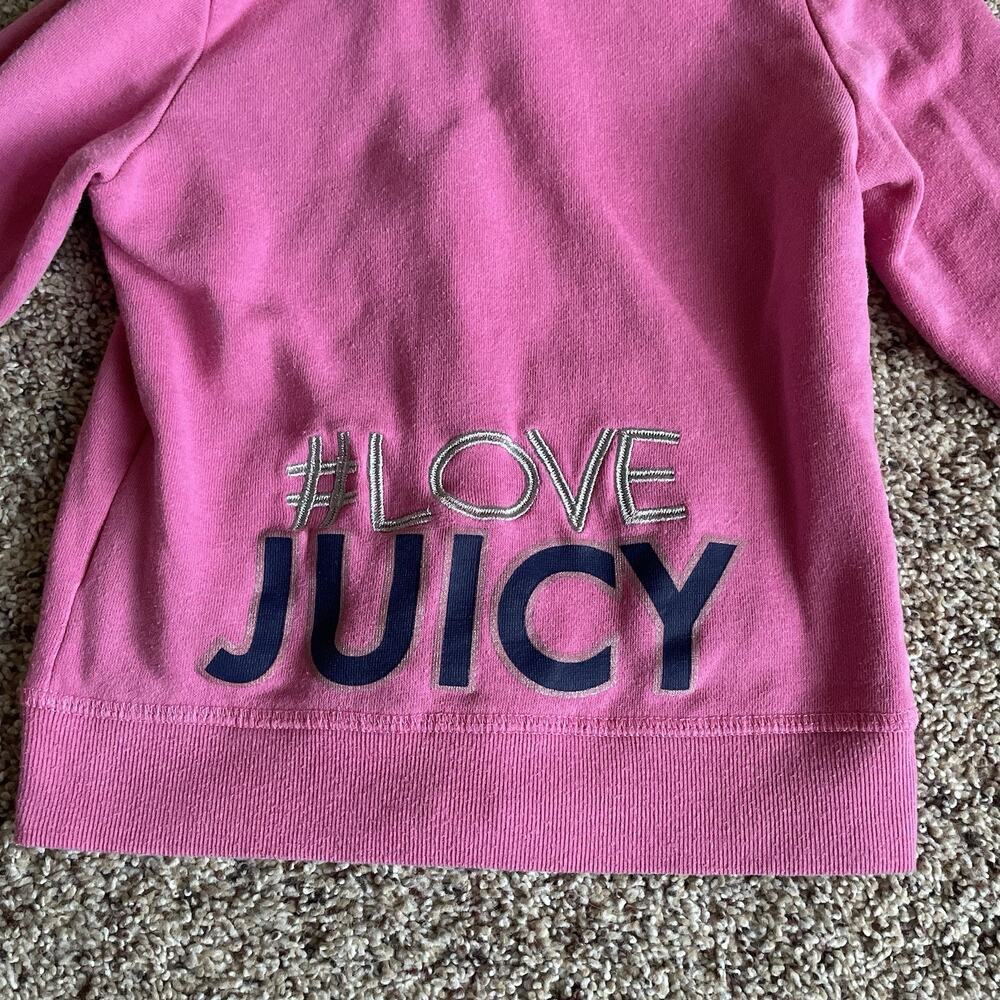 Juicy Couture Kids’ Pink Zip Up Hoodie Spellout Fuzzy Hood Size 6 Embroidered - Picture 12 of 15